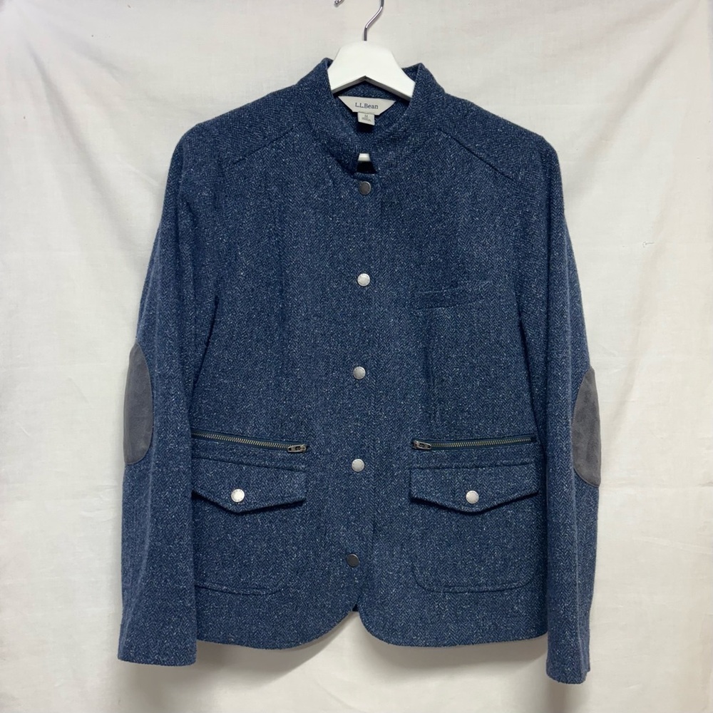 L.L. Bean Women's Herringbone Tweed Blazer with Elbow Patches